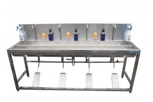 304食品級不銹鋼腳踏式洗手消毒雙水槽 GMP車間的衛生守護者